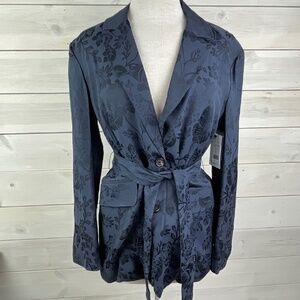 NEW Equipment Femme Elsworth Blue Damask Satin Jacket